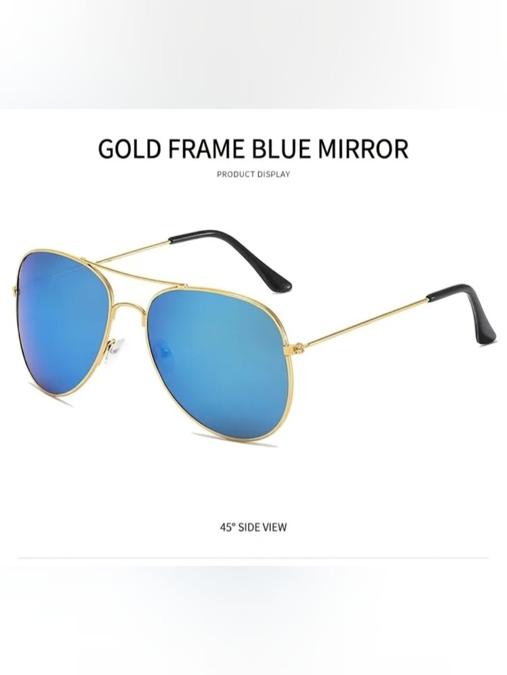 Blue Aviator Sunglasses with Gold Frame - Unisex